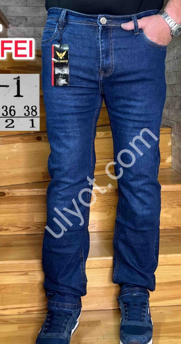 ДЖИНСЫ LONGFEI (32-38) СИНИЙ 355-1