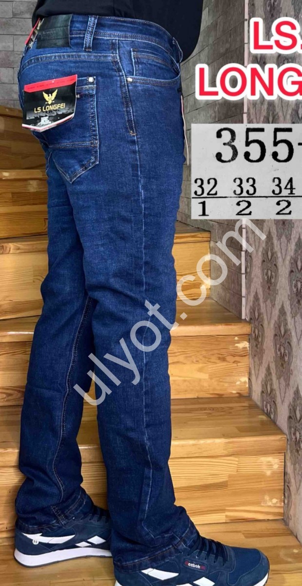 ДЖИНСЫ LONGFEI (32-38) СИНИЙ 355-1