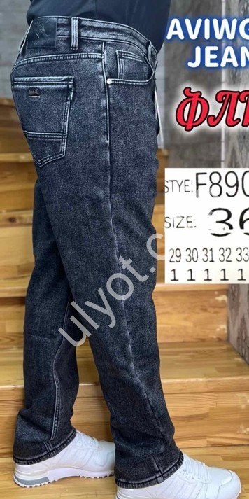 ДЖИНСЫ AVIWGOS (29-38) ФЛИС ГРАФИТ 890-9
