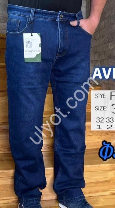 ДЖИНСЫ AVIWGOS (32-38) ФЛИС Т.СИНИЙ 630-2