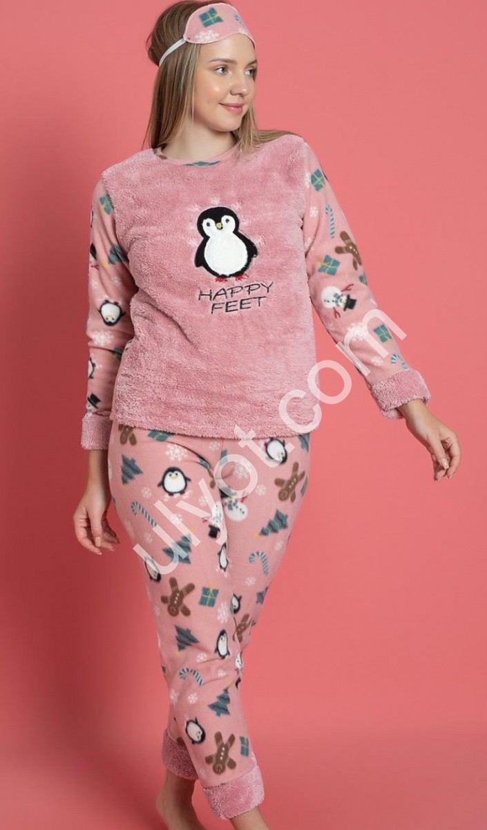ПИЖАМА (M-2XL) БАЙКА РОЗОВЫЙ 8172