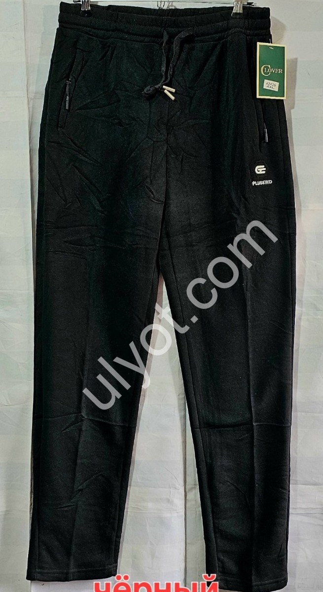 СПОРТ.ШТАНЫ (XL-5XL) ФЛИС ПРЯМОЙ ЧЕРНЫЙ 2426
