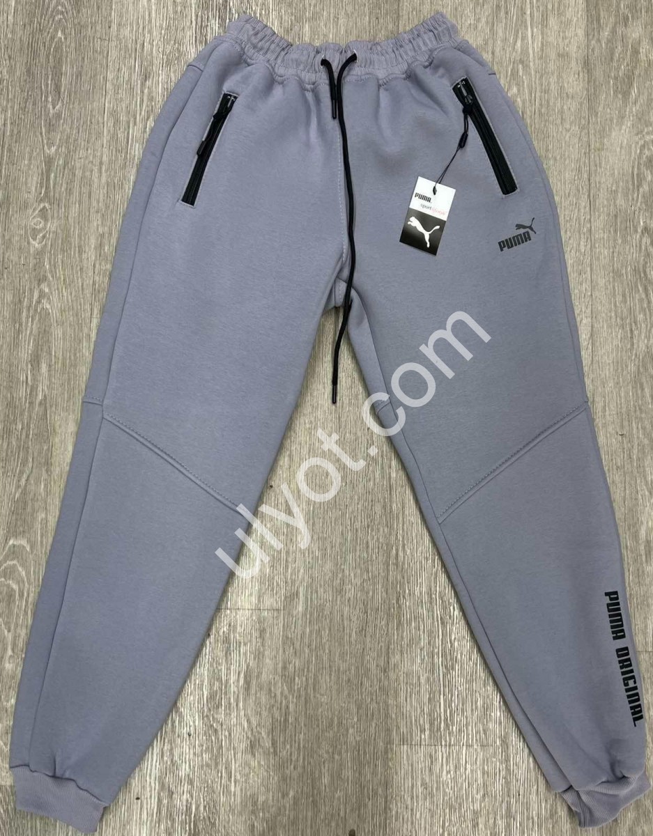 СПОРТ.ШТАНИ P15 (M-3XL) ФЛІС МАНЖЕТ СІРИЙ 1032