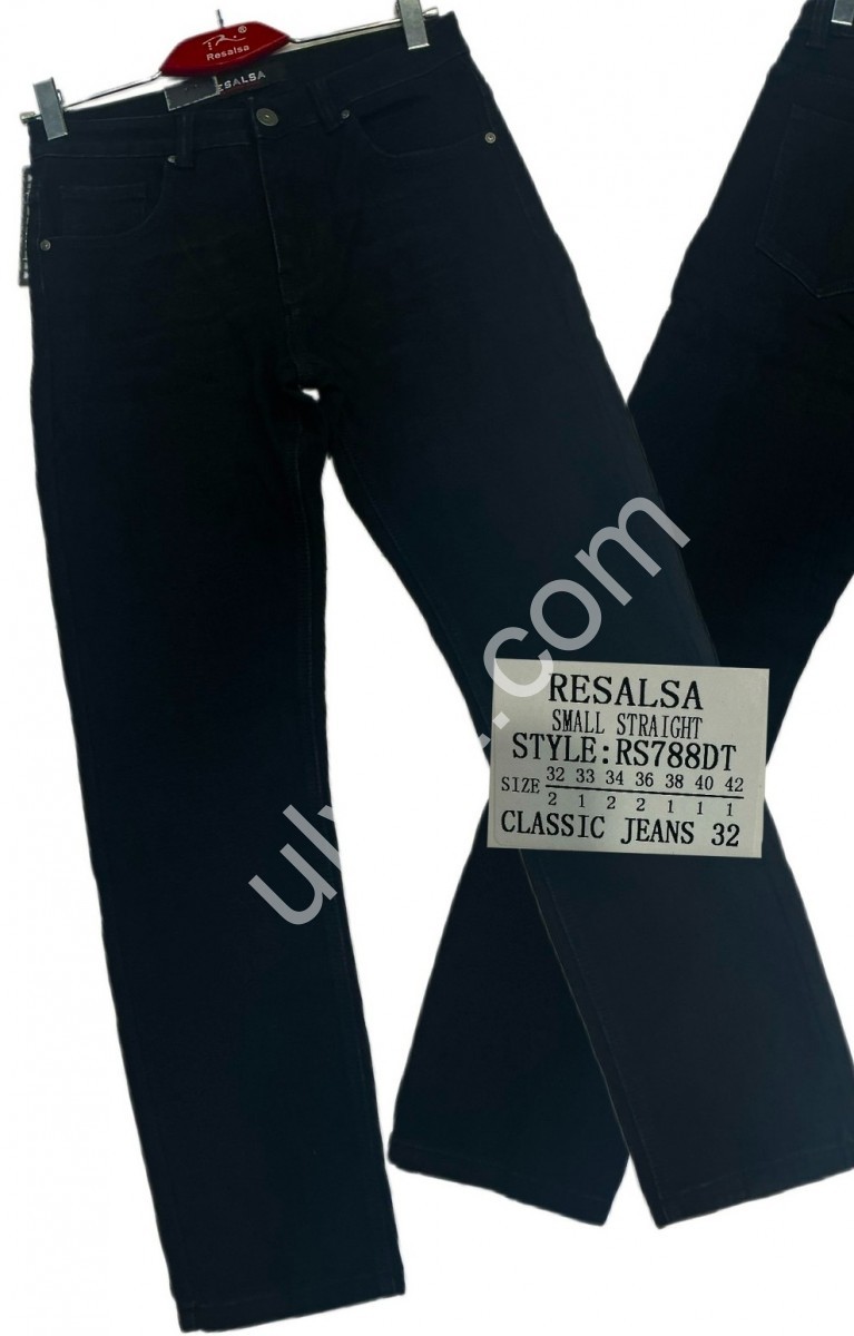 ДЖИНСЫ RESALSA (32-42) ФЛИС ЧЕРНЫЙ 788DT