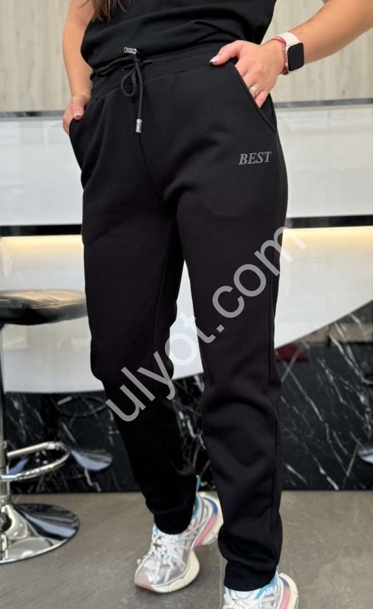 СПОРТ.ШТАНЫ (M-3XL) МЕХ МАНЖЕТ ЧЕРНЫЙ 5031