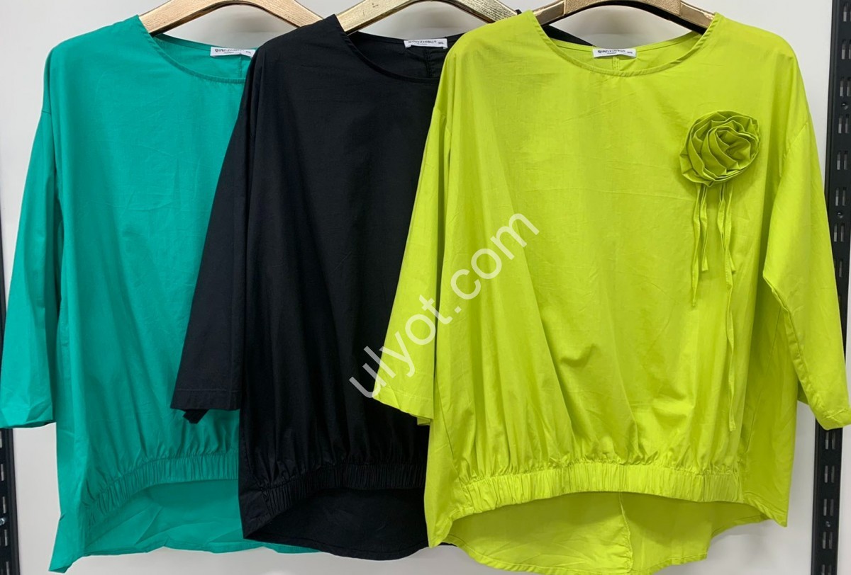 БЛУЗКА (3XL-7XL) САЛАТ 25655