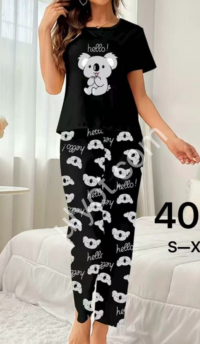 ПІЖАМА (S-2XL) ЧОРНИЙ 401