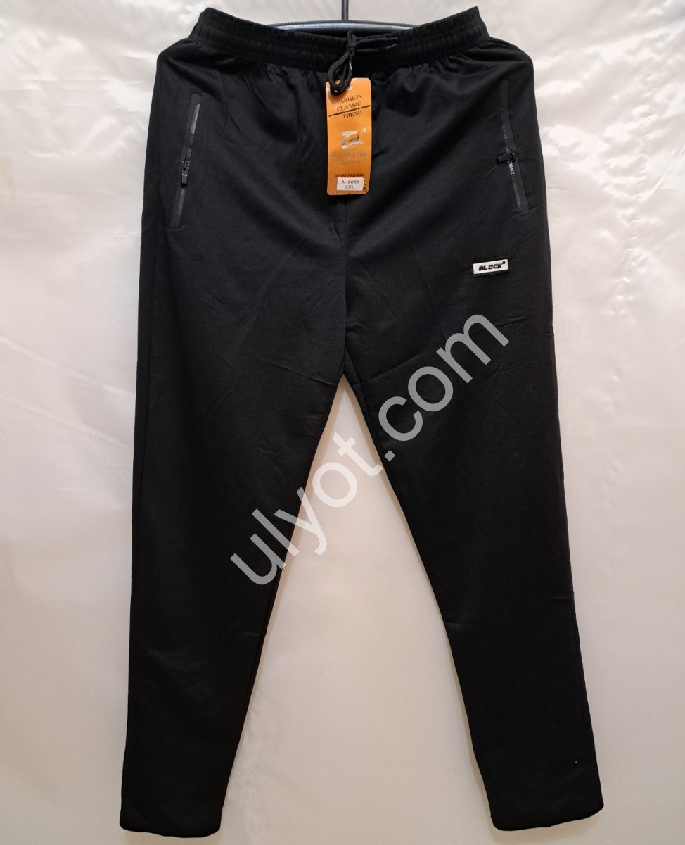 СПОРТ.ШТАНЫ (XL-5XL) ПРЯМОЙ ЧЕРНЫЙ 608