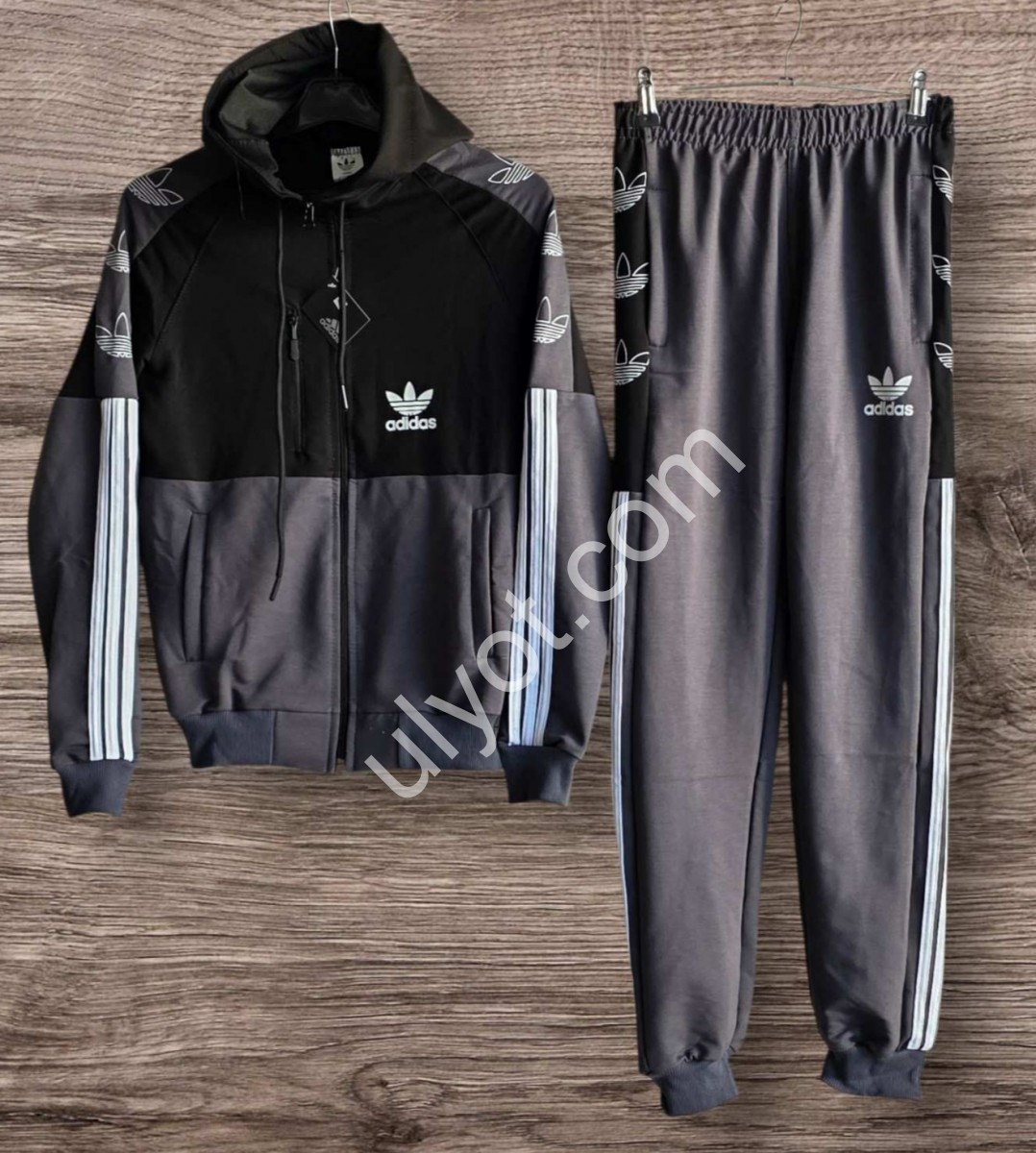 СПОРТИВНЫЙ КОСТЮМ A01 (12-16 ЛЕТ) МАНЖЕТ СЕРЫЙ-ЧЕРНЫЙ 