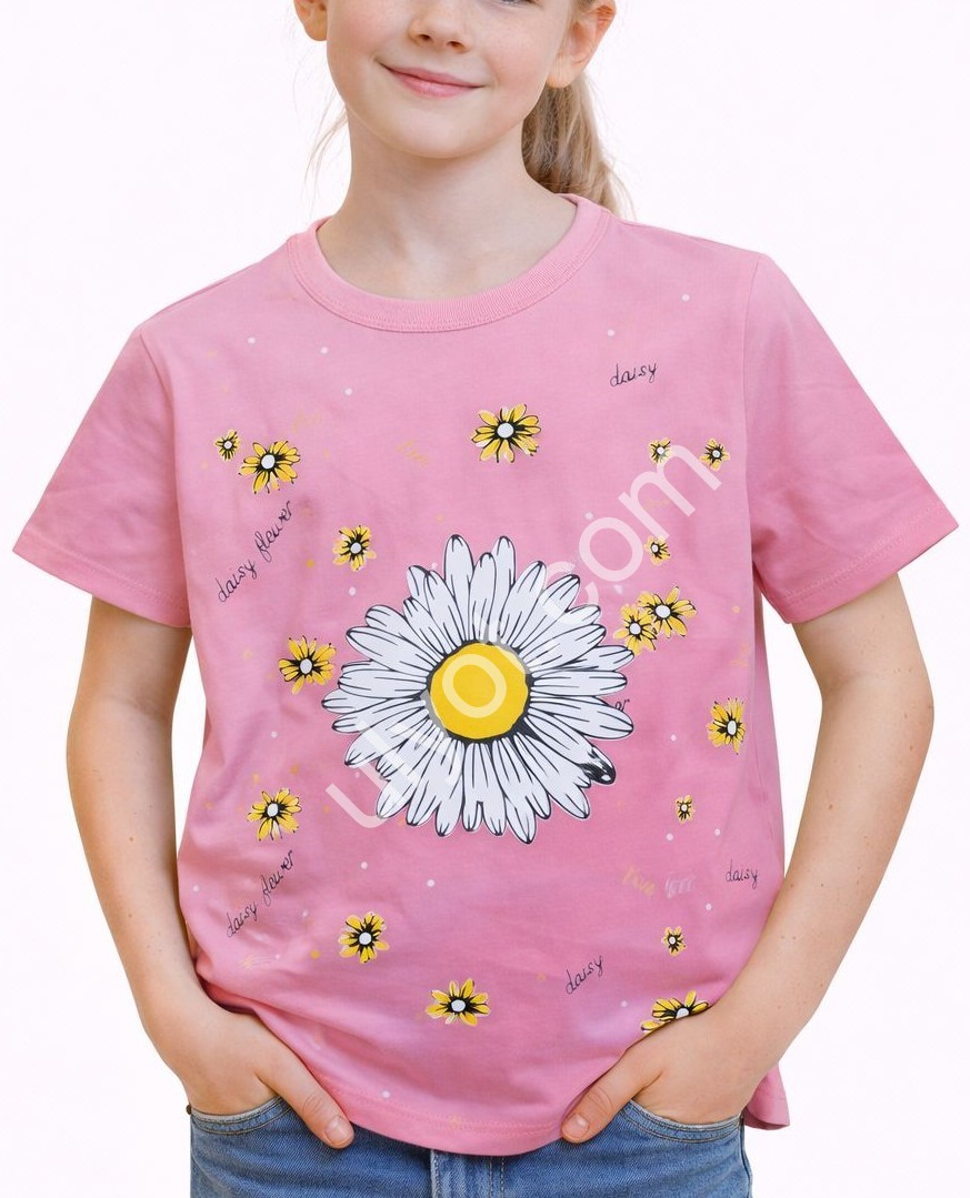 ФУТБОЛКА  (7-12 ЛЕТ) РОМАШКА РОЗОВЫЙ 