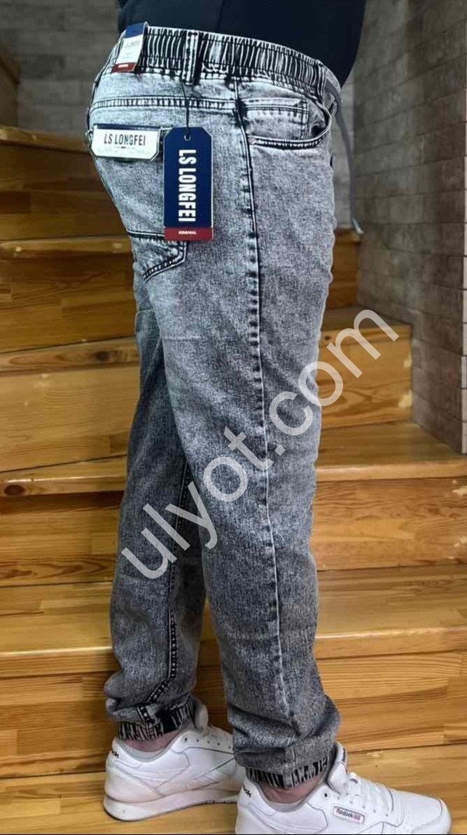 ДЖИНСЫ LONGFEI (32-40) МАНЖЕТ СЕРЫЙ 509B