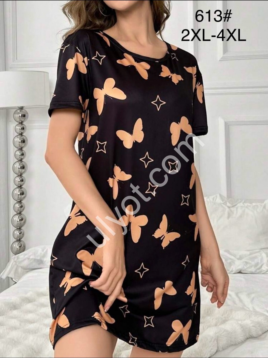 ТУНИКА БАБОЧКИ (2XL-4XL) ЧЕРНЫЙ 613