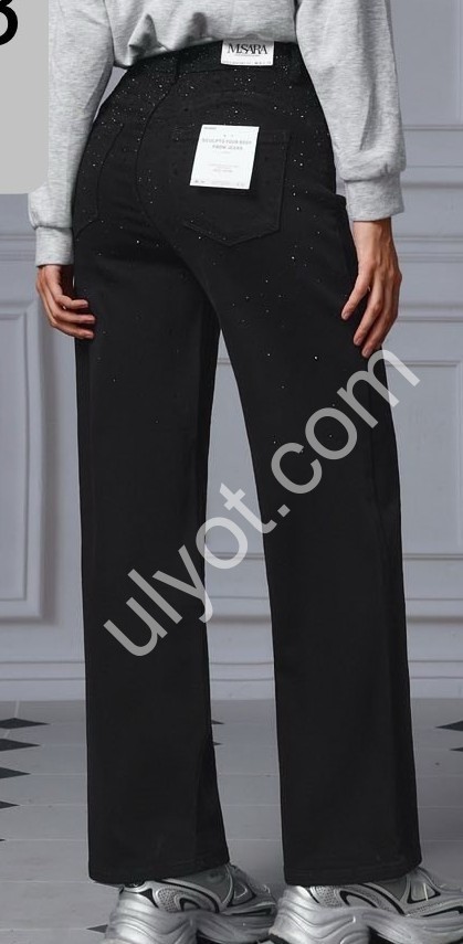 ДЖИНСЫ M.SARA (XS-XL) СТРАЗЫ ЧЕРНЫЙ 1587-13