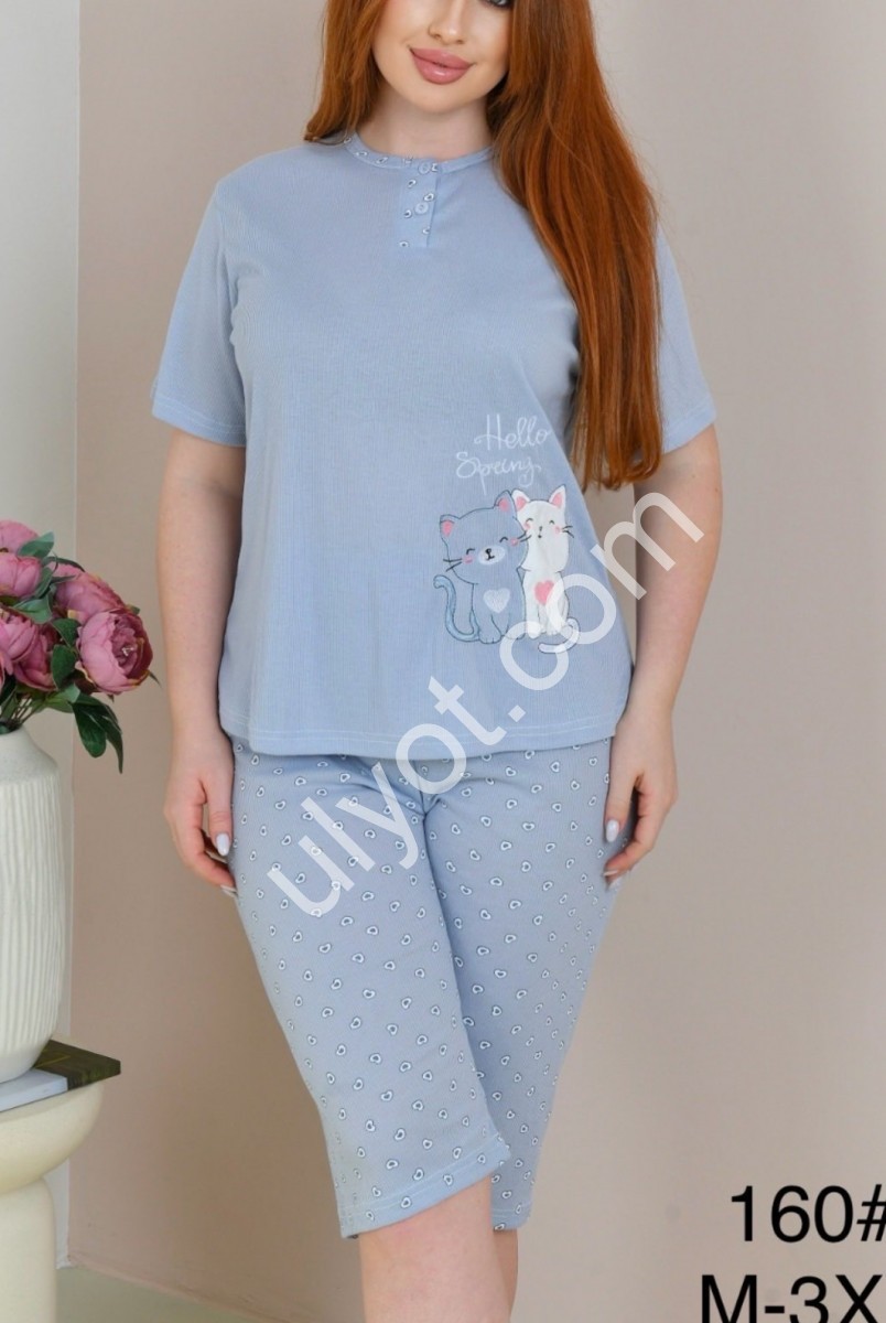 ПИЖАМА (M-3XL) ГОЛУБОЙ 160
