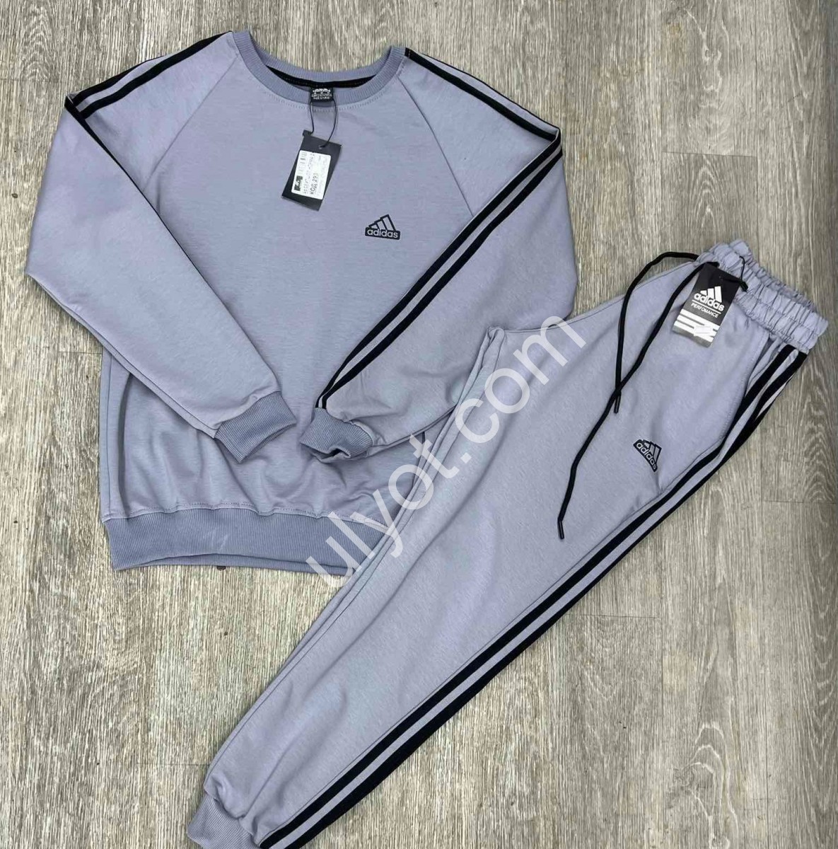 СПОРТ.КОСТЮМ A01 (M-3XL) МАНЖЕТ СЕРО-ГОЛУБОЙ 293-209