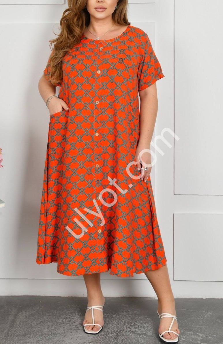 ПЛАТЬЕ (2XL-4XL) ОРАНЖЕВЫЙ A08-3