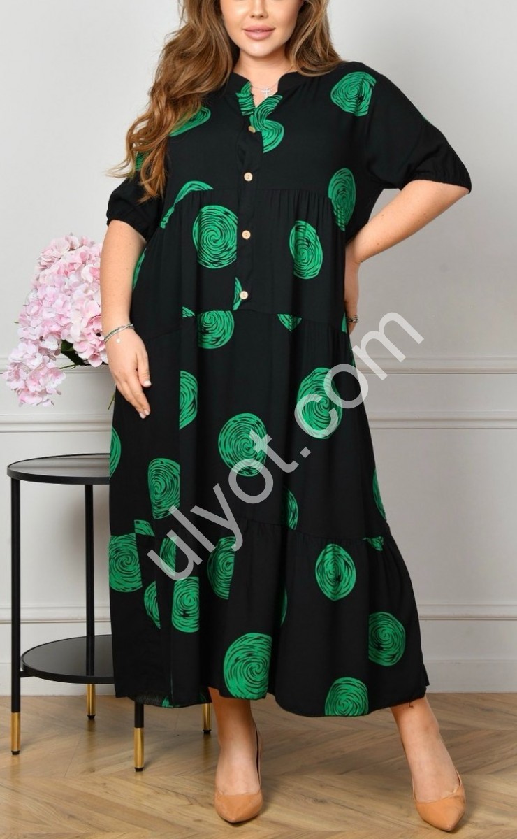 ПЛАТЬЕ (2XL-4XL) ЧЕРНЫЙ+ЗЕЛЕНЫЙ A10-1