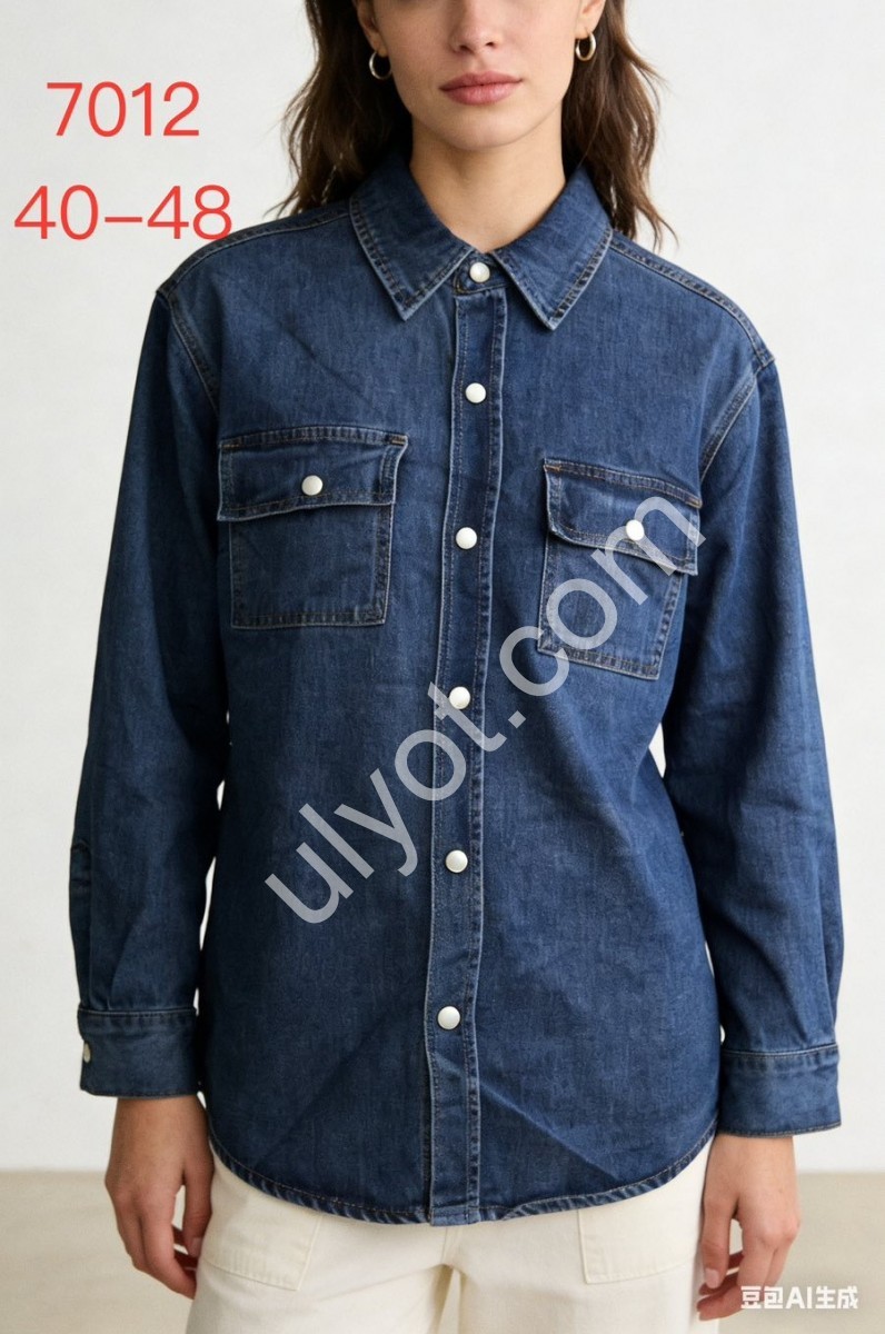 ДЖИНСОВАЯ РУБАШКА JELEEY (40-48) Т.СИНИЙ 7012