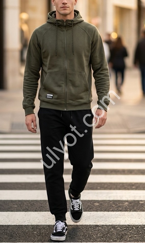 СПОРТ.КОСТЮМ N02 (48-56) МАНЖЕТ ХАКІ+ЧОРНИЙ