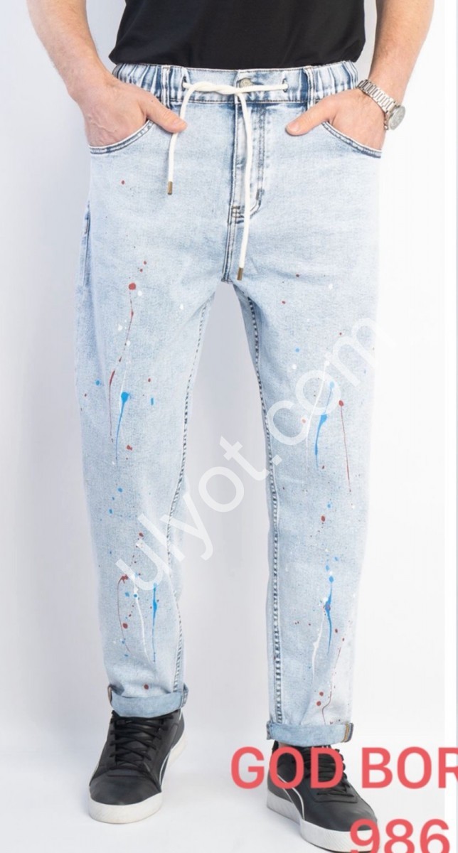 ДЖИНСЫ GOD BOREST (32-42) ГОЛУБОЙ 986
