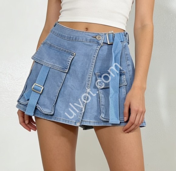 ШОРТИ-Спідниця (25-30) БЛАКИТНИЙ 075