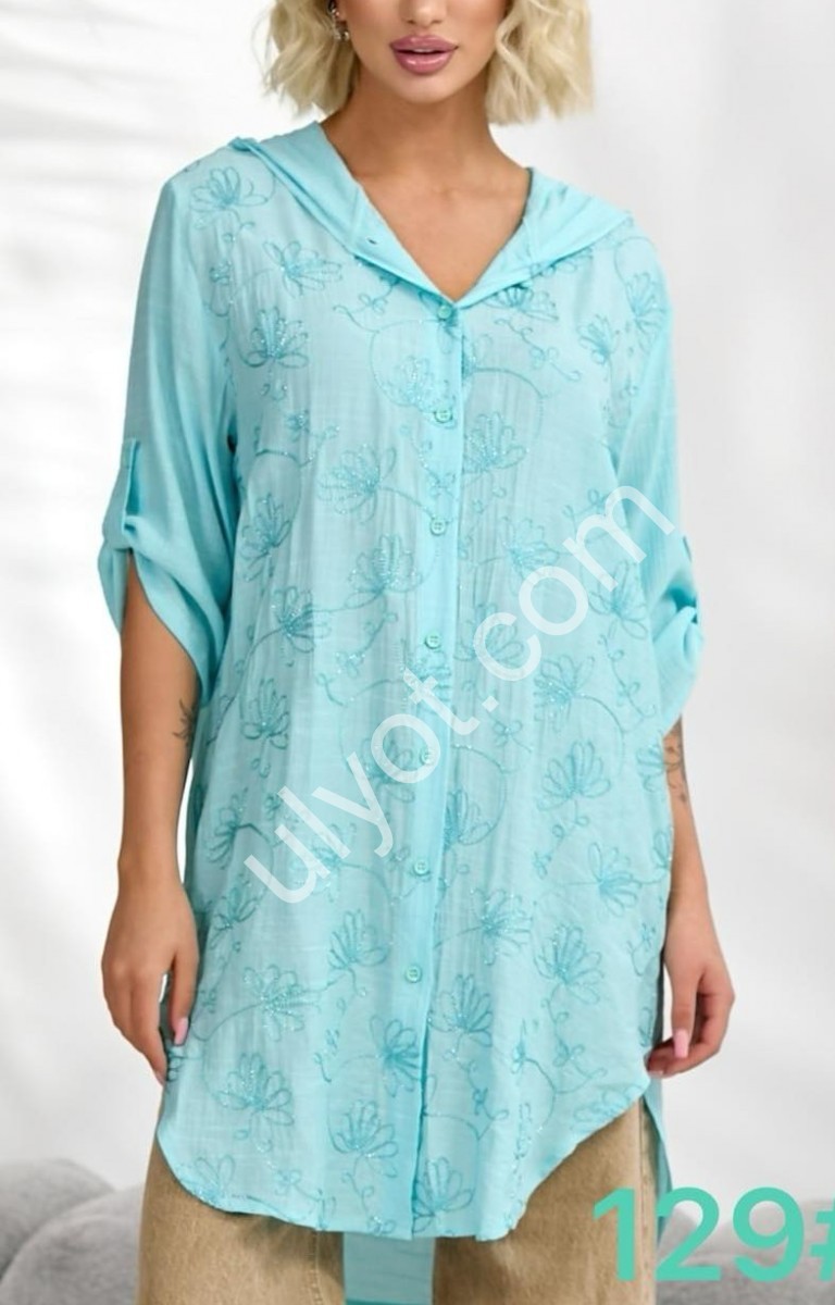 БЛУЗКА JJF (XL-4XL) ГОЛУБОЙ 129