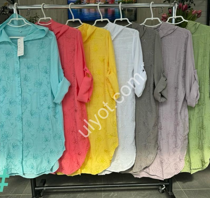 БЛУЗКА JJF (XL-4XL) ГОЛУБОЙ 129