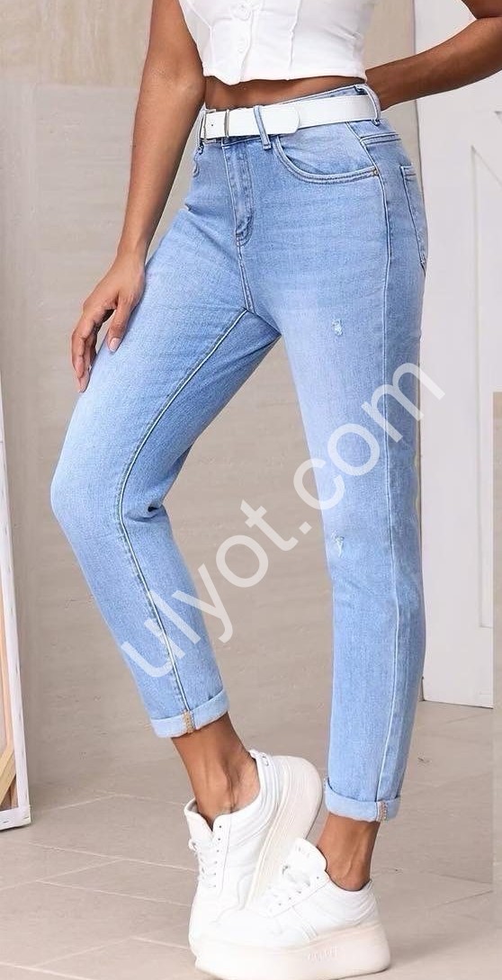 ДЖИНСЫ M.SARA (S-2XL) ГОЛУБОЙ 3958-4B