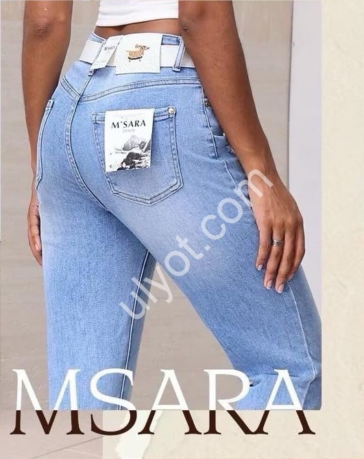 ДЖИНСЫ M.SARA (S-2XL) ГОЛУБОЙ 3958-4B