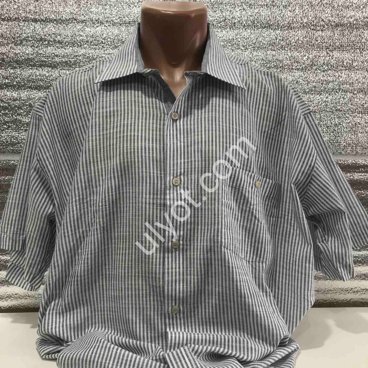 РУБАШКА EMRE (3XL-5XL) ПОЛОСКИ Т.СЕРЫЙ 0700