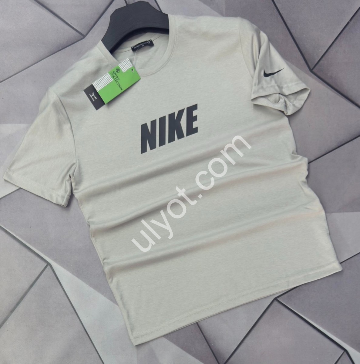 ФУТБОЛКА N02 (S-2XL) НАДПИСЬ БЕЖ 