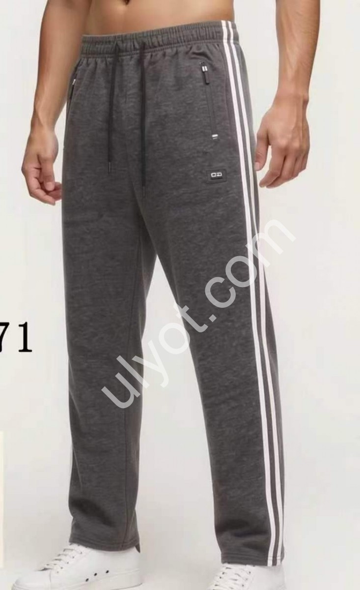 СПОРТ.ШТАНЫ (M-3XL) ПРЯМОЙ Т.СЕРЫЙ 3171