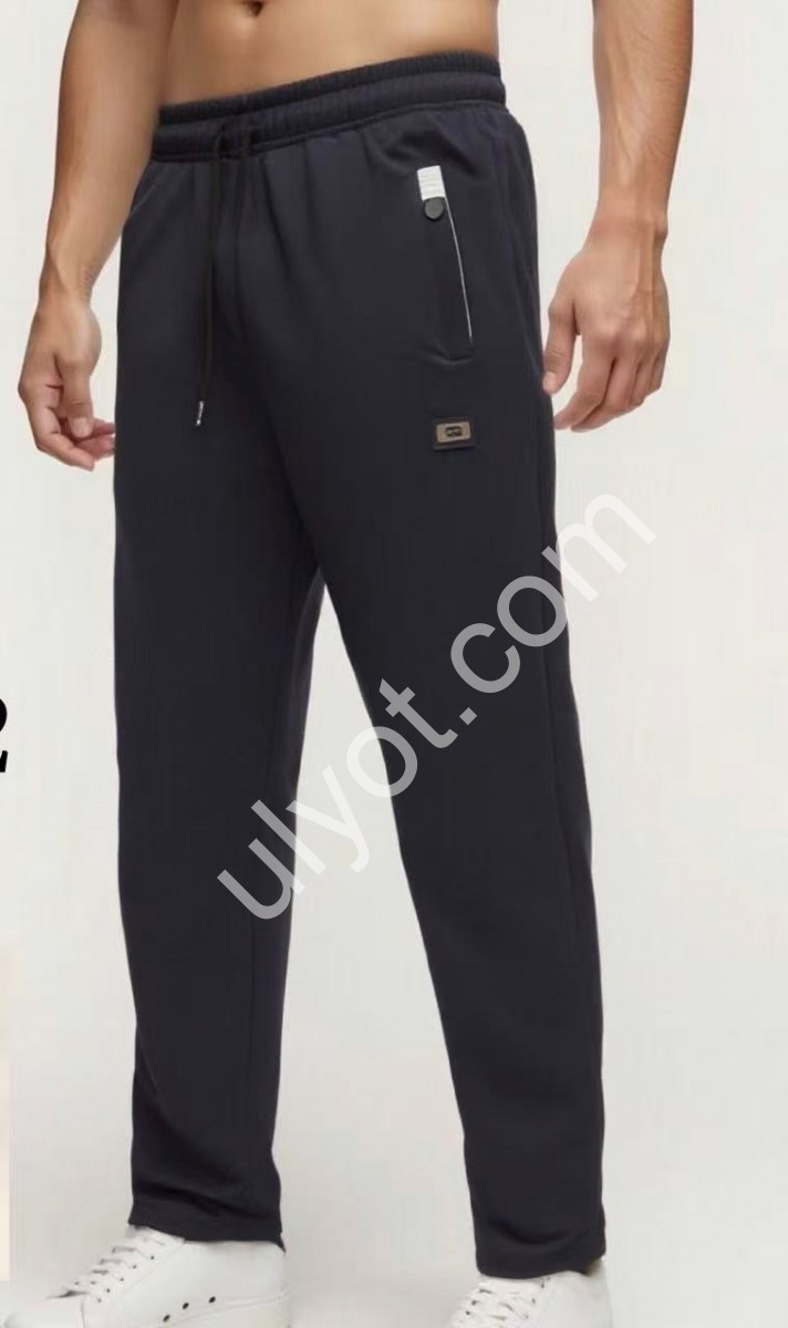 СПОРТ.ШТАНЫ (M-3XL) ПРЯМОЙ ЧЕРНЫЙ 2852