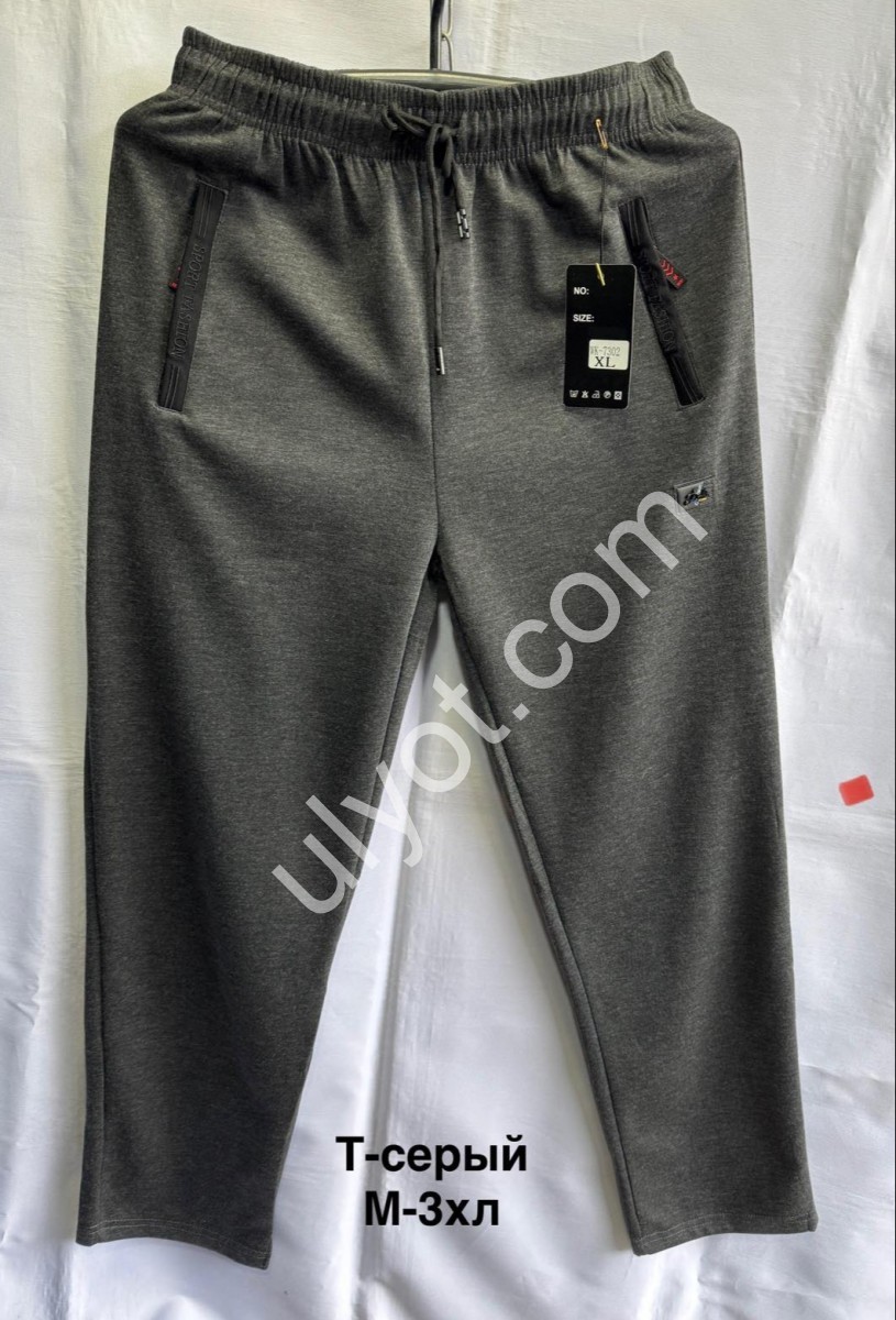СПОРТ.ШТАНЫ (M-3XL) ПРЯМОЙ Т.СЕРЫЙ 