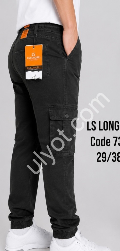 ДЖИНСЫ LONGFEI (29-38) КАРГО ГРАФИТ 737