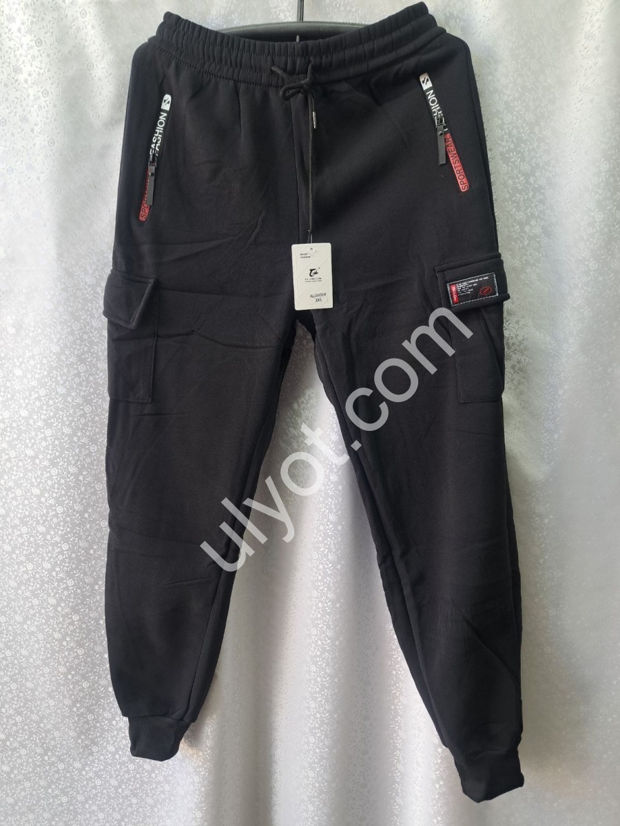 СПОРТ.ШТАНИ (XL-5XL) ФЛІС МАНЖЕТ ЧОРНИЙ 0006