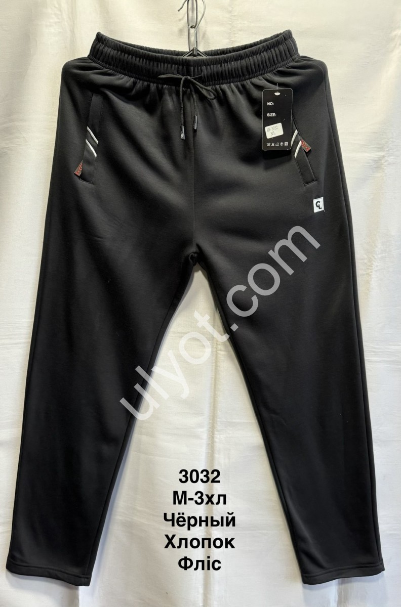 СПОРТ. ШТАНИ (M-3XL) ФЛІС ПРЯМИЙ ЧОРНИЙ 3032
