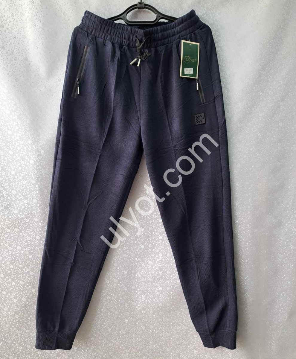СПОРТ.ШТАНЫ (XL-5XL) ФЛИС МАНЖЕТ Т.СИНИЙ 2423
