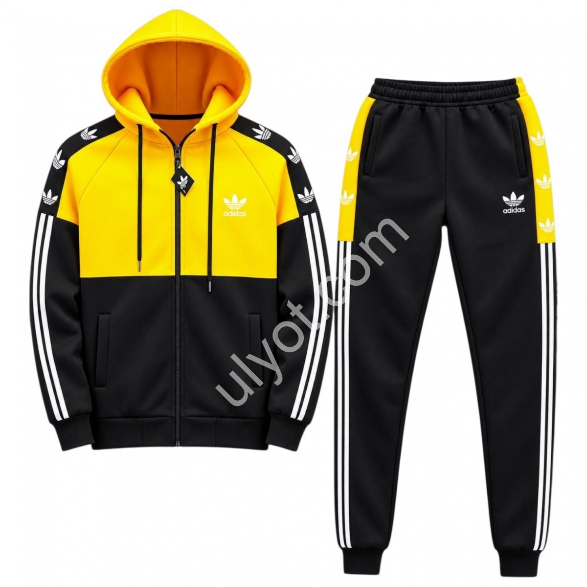 СПОРТ.КОСТЮМ A01 (42-50) ФЛІС МАНЖЕТ ЧОРНИЙ+ЖОВТИЙ