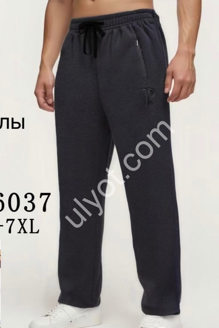 СПОРТ.ШТАНЫ (3XL-7XL) ФЛИС ПРЯМОЙ ЧЕРНЫЙ 6037