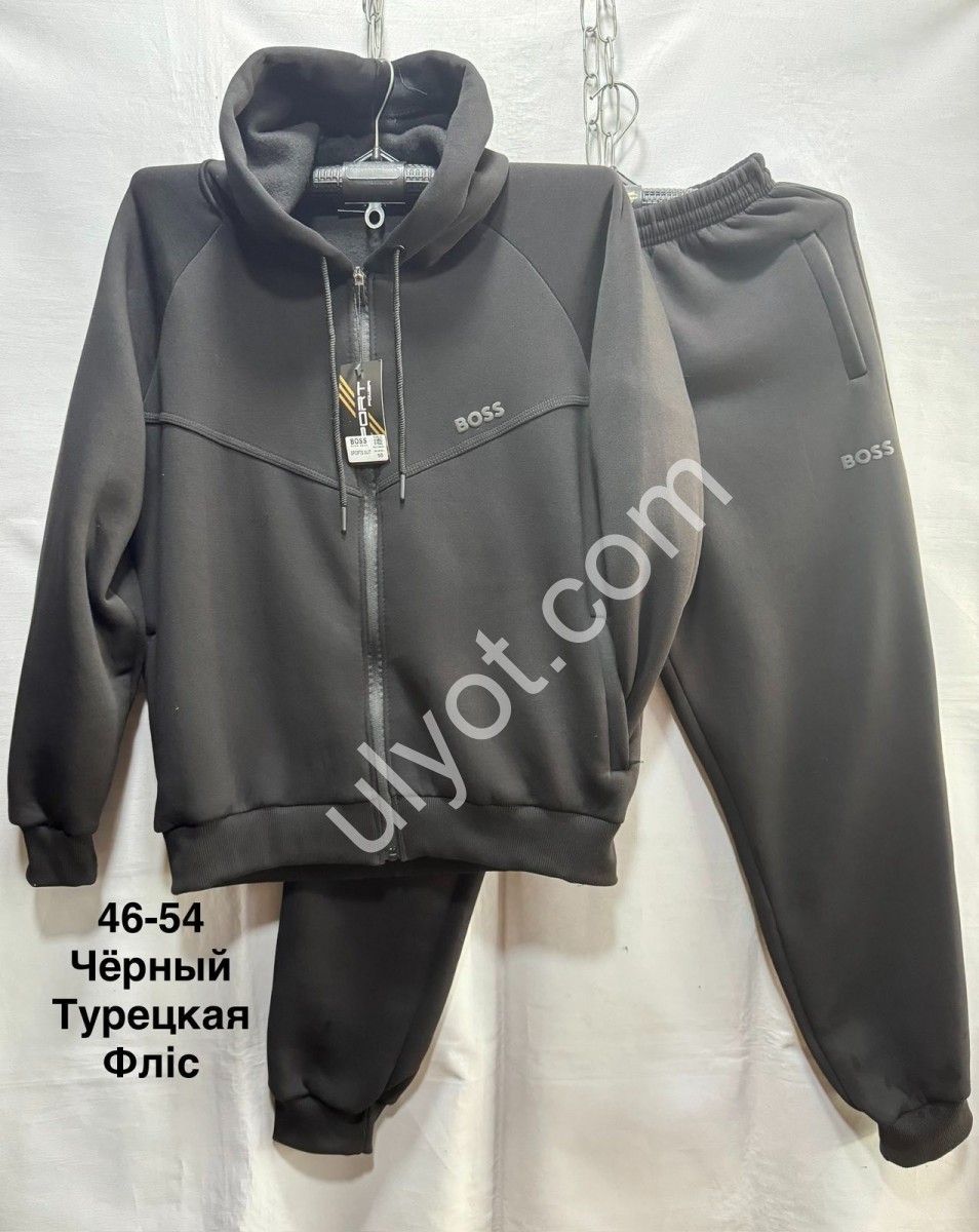 СПОРТ.КОСТЮМ BOSS (46-54) ФЛИС МАНЖЕТ ЧЕРНЫЙ 