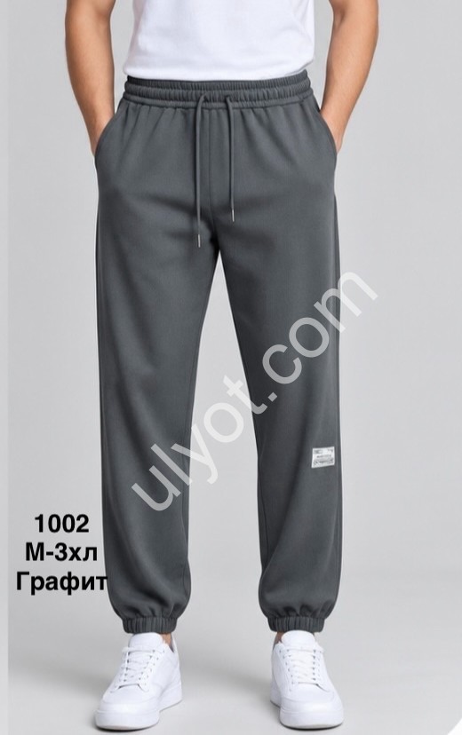 СПОРТ. ШТАНИ (M-3XL) ФЛІС МАНЖЕТ ГРАФІТ 1002