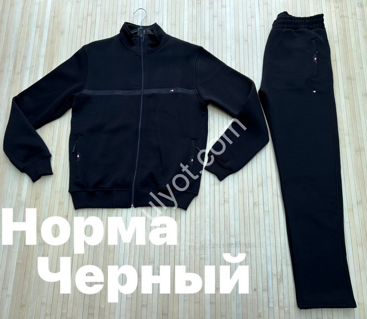 CПОРТ.КОСТЮМ (M-2XL) БАЙКА ПРЯМОЙ ЧЕРНЫЙ 5846