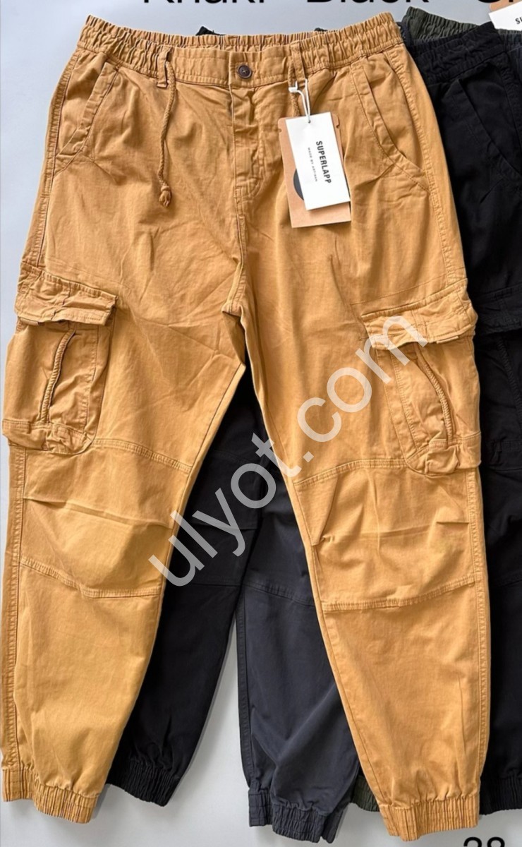 ШТАНИ (38-46) МАНЖЕТ КАРГО ЗЕЛЕНИЙ 8097