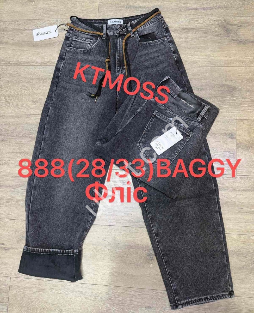 ДЖИНСЫ KT.MOSS (28-33) ФЛИС Т.СЕРЫЙ 888