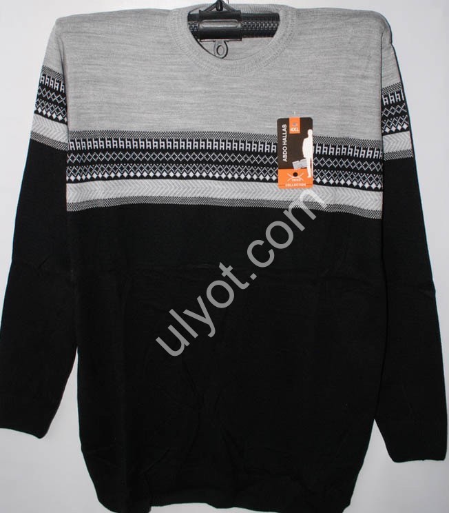 СВИТЕР (2XL-4XL) ЧЕРНЫЙ+СВ.СЕРЫЙ M818
