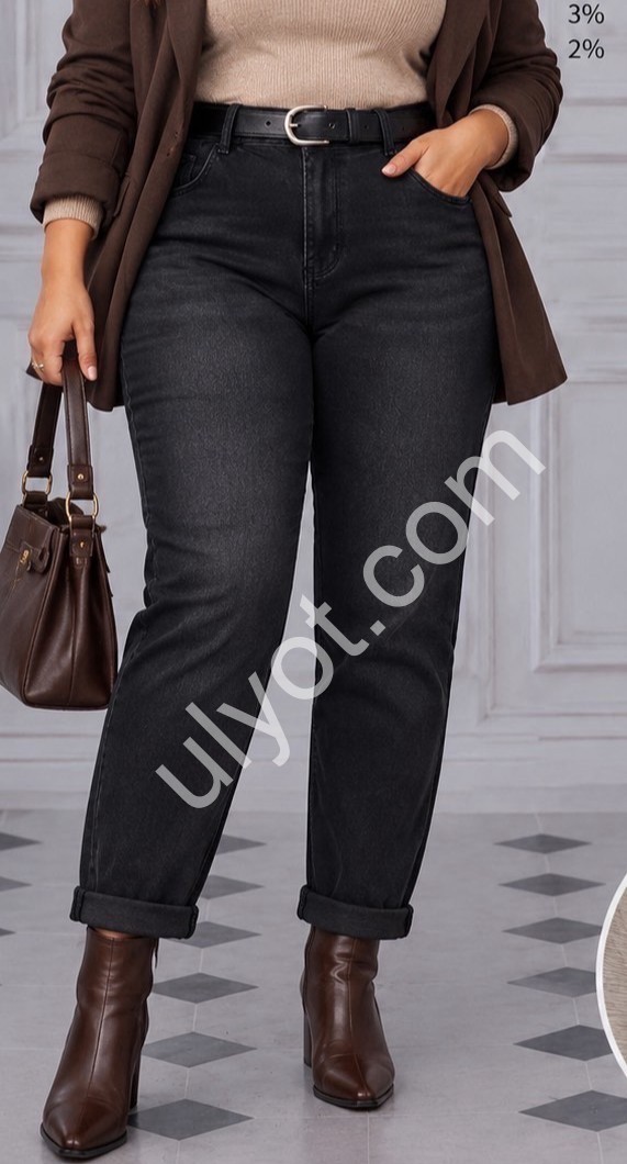 ДЖИНСЫ M.SARA (M-3XL) ГРАФИТ 1302-B