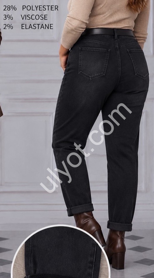 ДЖИНСЫ M.SARA (M-3XL) ГРАФИТ 1302-B