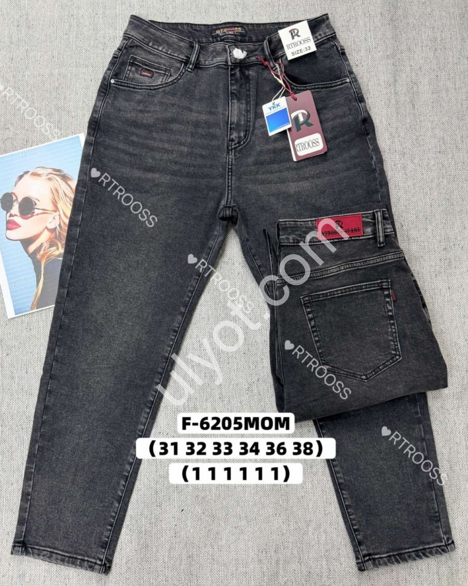 ДЖИНСЫ RTROOSS (31-38) БАЙКА Т.СЕРЫЙ 6205