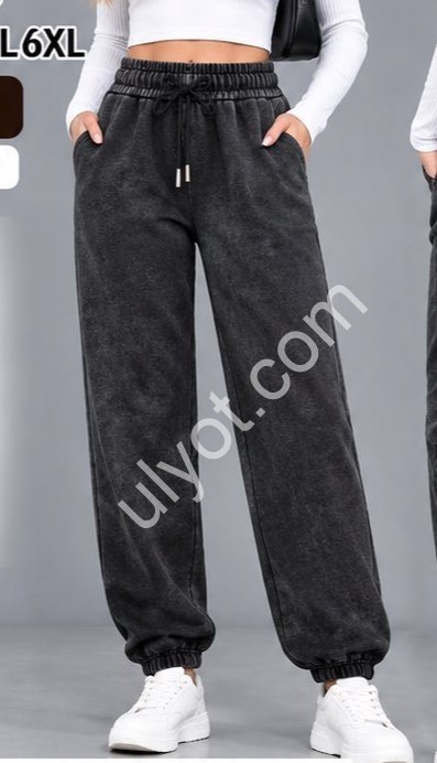 ШТАНИ (2XL-6XL) Хутро МАНЖЕТ ЧОРНИЙ 1010